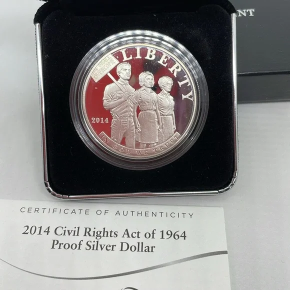 2014 Civil Rights Act of 1964 Proof Silver Dollar with COA - Picture 3 of 9